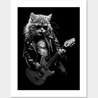 Rock & Roll Music Concert Festival Cat Rock Guitar Posters and Art